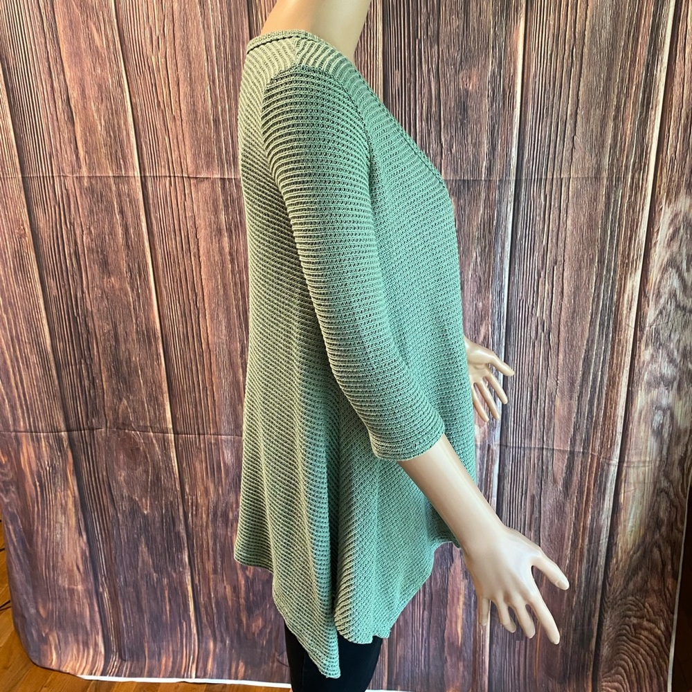 Blue Rain Francesca’s size small sea foam green boho knit comfy cardigan - Picture 7 of 16